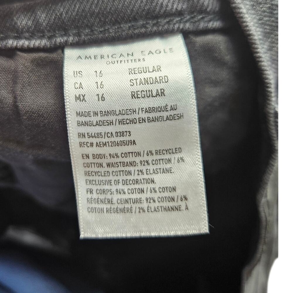 NEW American Eagle 16 '90s Bootcut Black Distressed Jeans Casual Faded Wash - Picture 4 of 4